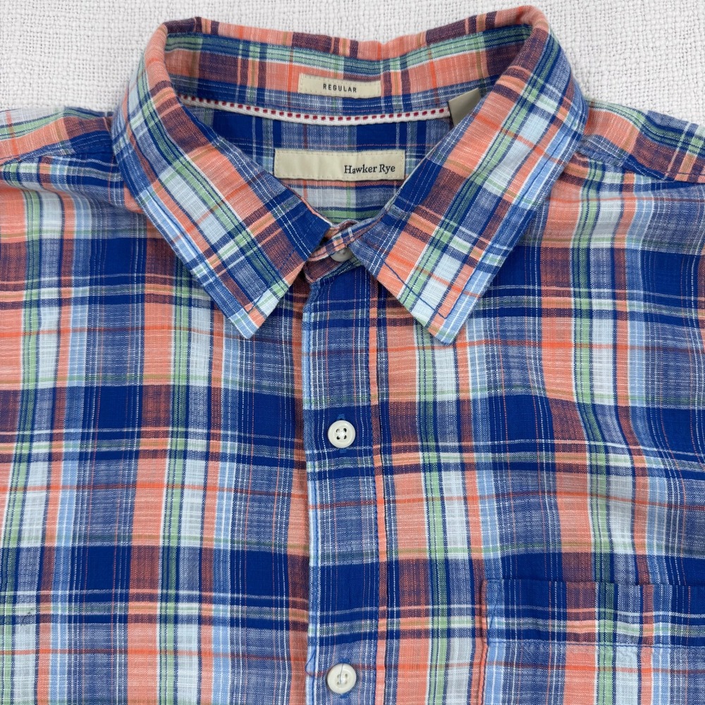Hawker Rye Cotton Plaid Check Short Sleeve Button Up Summer Shirt Regular Fit